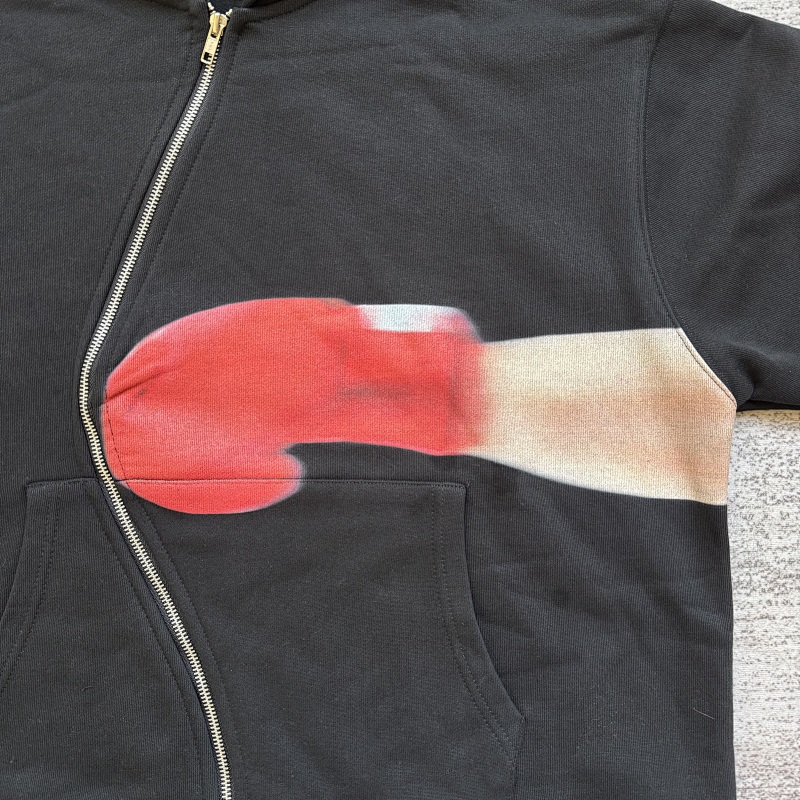 Boxing Print-Wave Zipper Hoodie