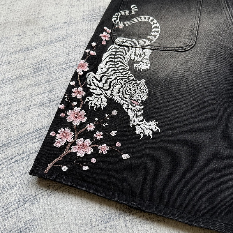 Tiger Embroidery Jorts 2