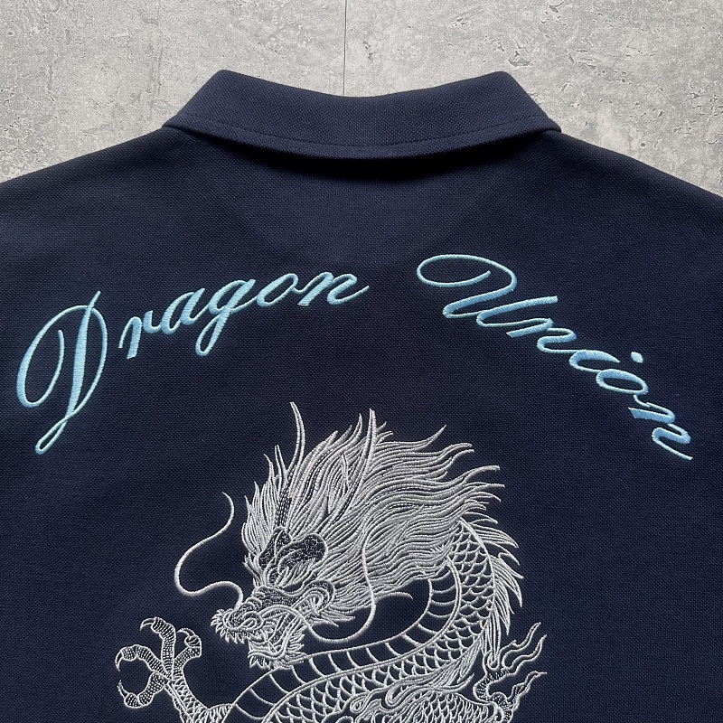 Boxy Dragon Embroidery Polo - Indigo 5