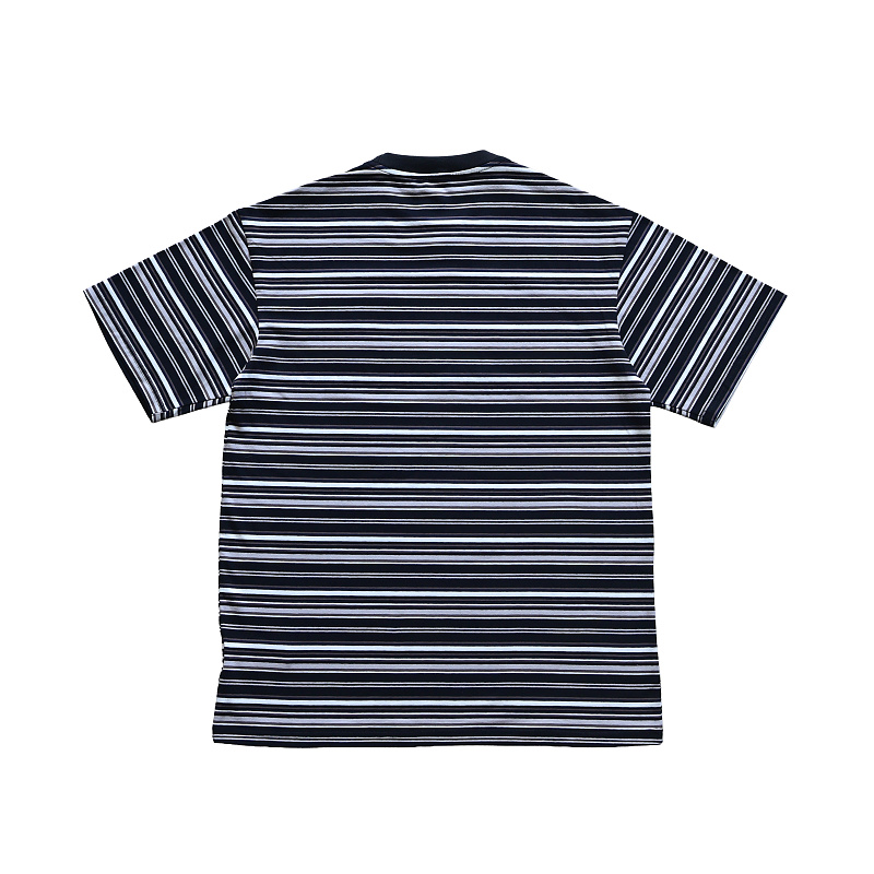 Embroidered Bear Pocket Stripe Tee - Black 4