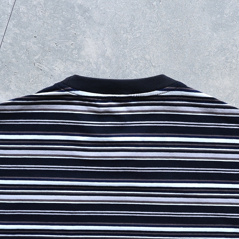 Embroidered Bear Pocket Stripe Tee - Black 6