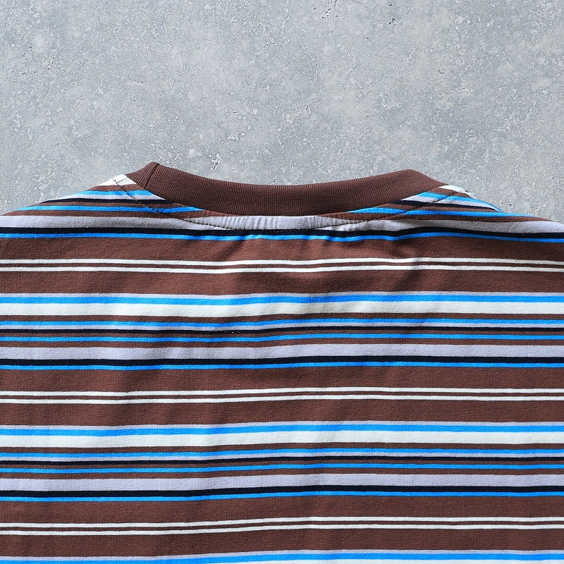 Embroidered Bear Pocket Stripe Tee - Blue 6