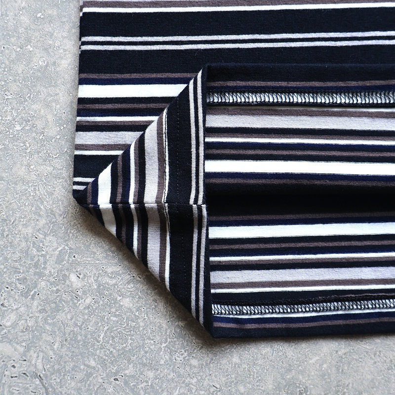 Embroidered Bear Pocket Stripe Tee - Black 7