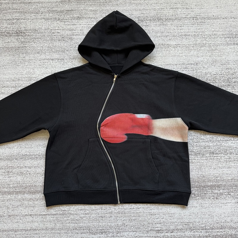 Boxing Print-Wave Zipper Hoodie 5