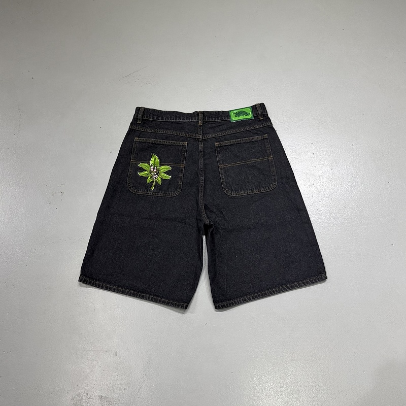 Poser Leaf Embroidered Denim Shorts 7