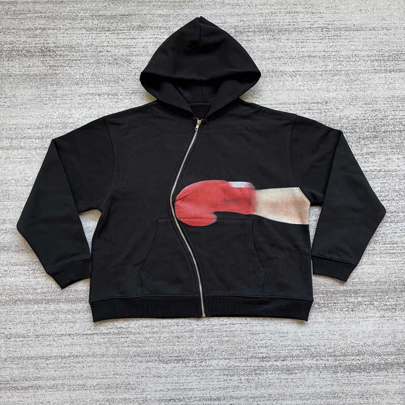 Boxing Print-Wave Zipper Hoodie 3