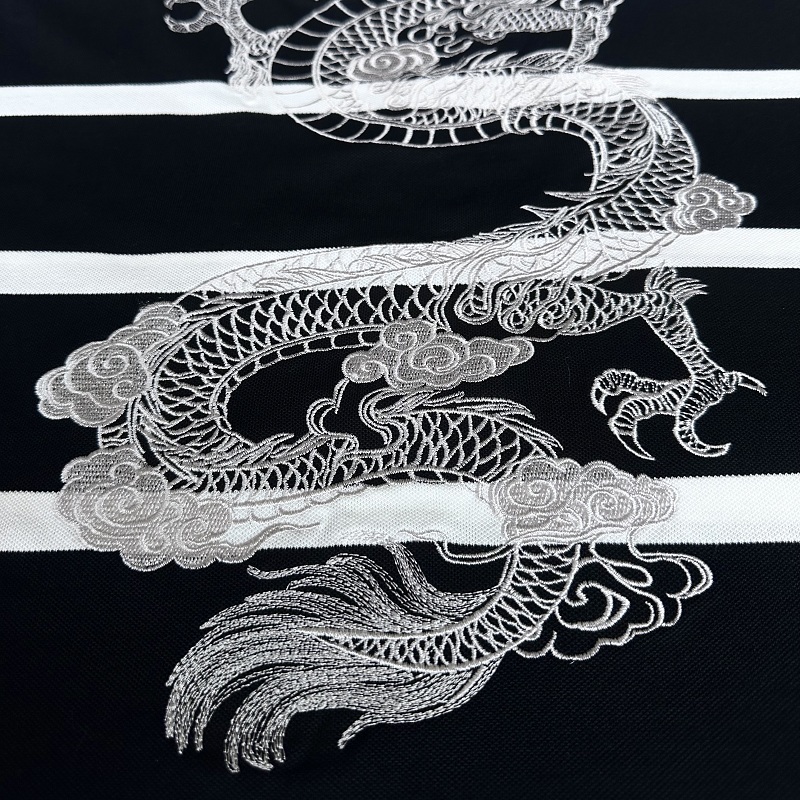 Striped Dragon Embroidery Polo 9