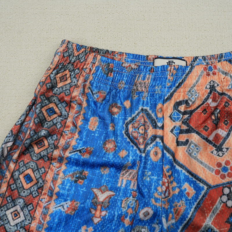 Eric Emanuel Ee Basic Rug Print Short White/Blue/Tan 8