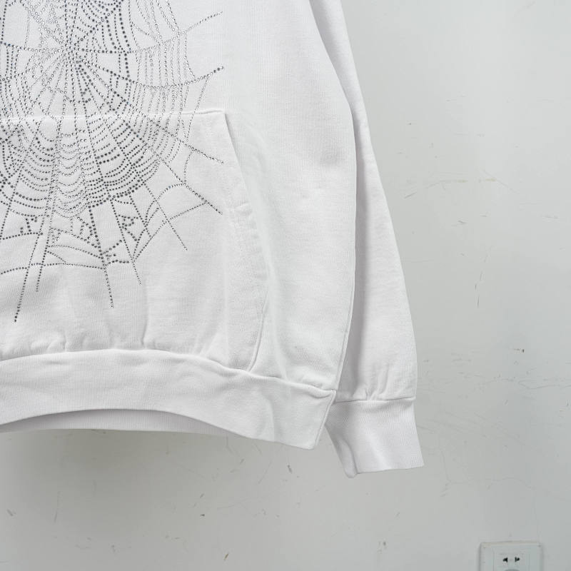 Sp5der 0G Rhinestone Logo Hoodie White 9
