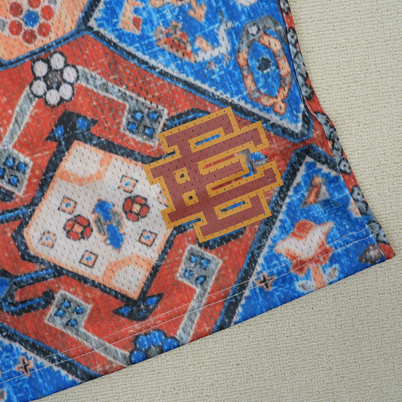 Eric Emanuel Ee Basic Rug Print Short White/Blue/Tan 10