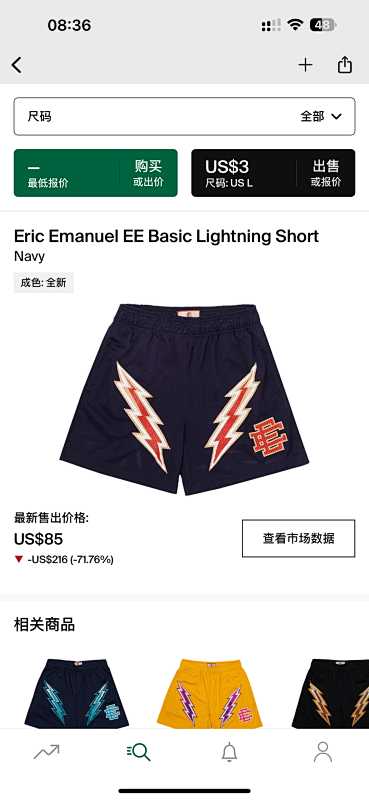 Eric Emanuel Ee Basic Lightning Short Navy