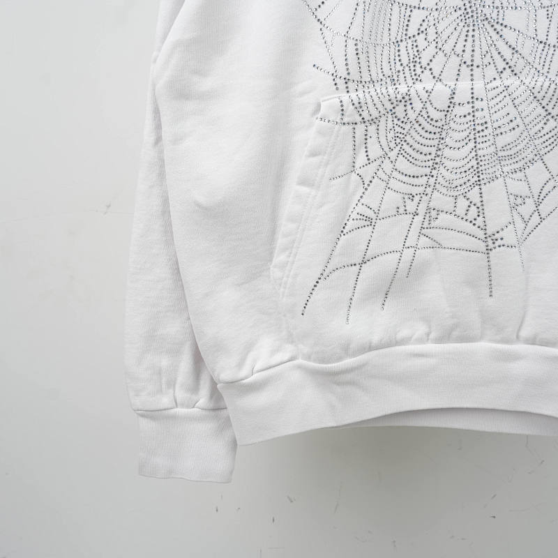 Sp5der 0G Rhinestone Logo Hoodie White 10