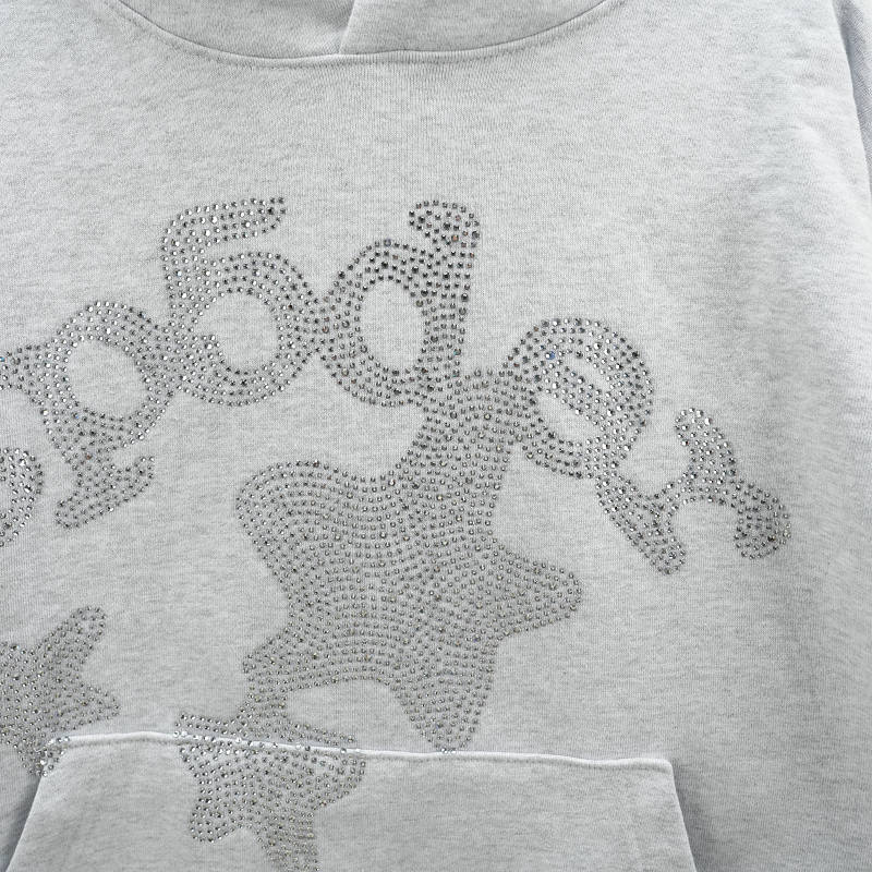 Sp5der Rhinestone Beluga Hoodie Heather Grey 8