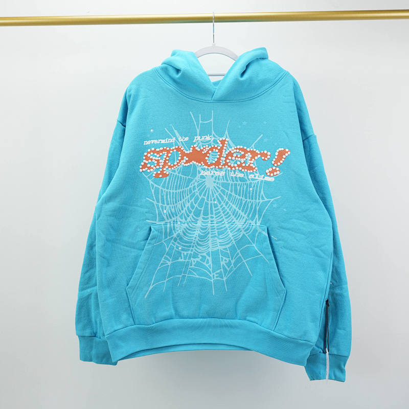 Sp5der Punk V2 Hoodie Cyan 4