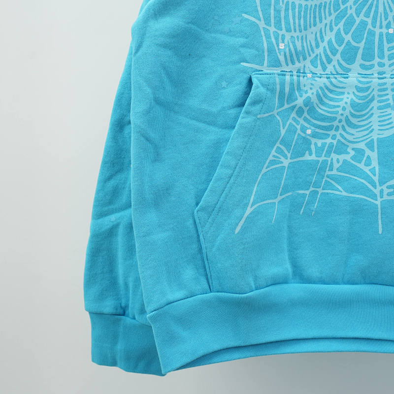 Sp5der Punk V2 Hoodie Cyan 7