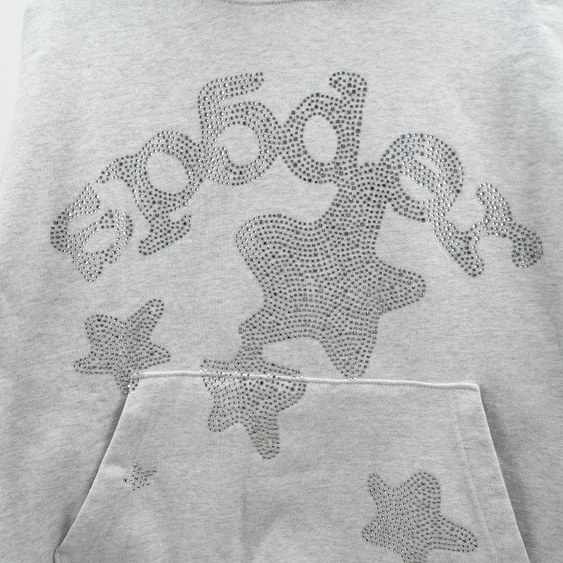 Sp5der Rhinestone Beluga Hoodie Heather Grey 6