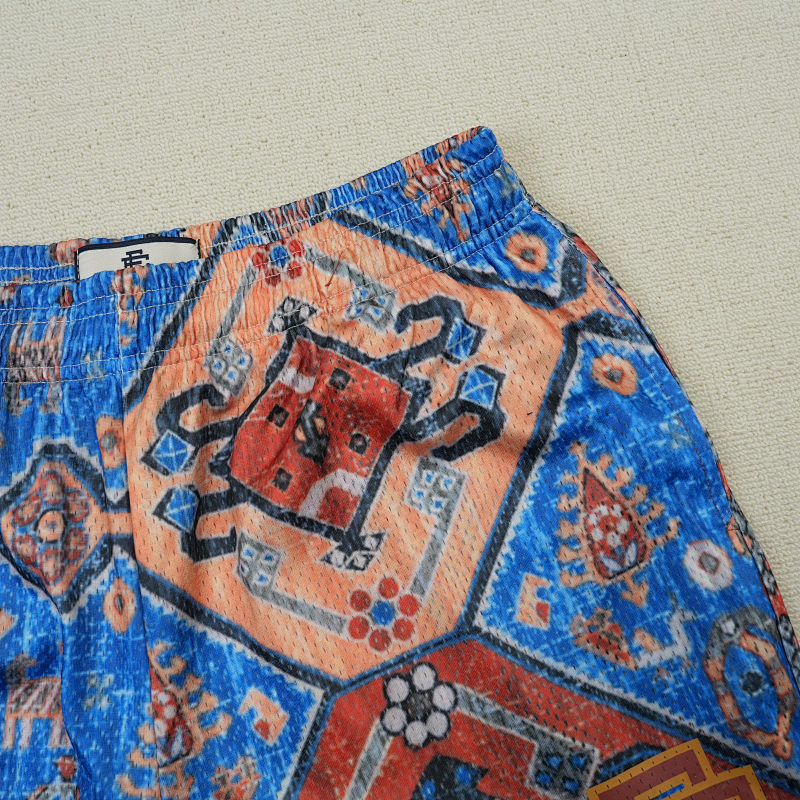 Eric Emanuel Ee Basic Rug Print Short White/Blue/Tan 9