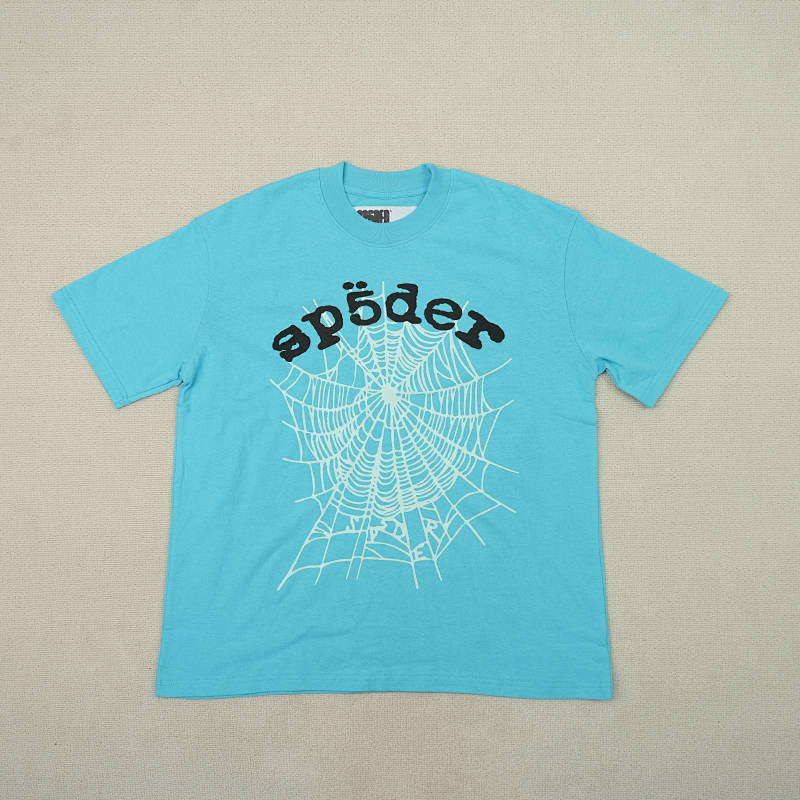 Sp5der Og Web V2 Tee Cyan 4