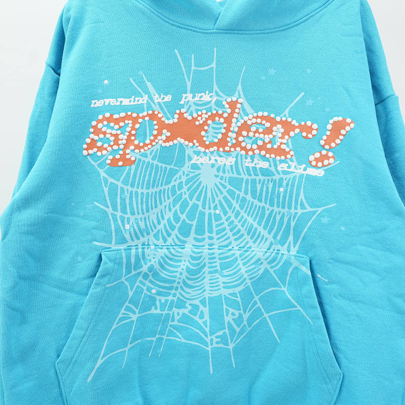 Sp5der Punk V2 Hoodie Cyan 6