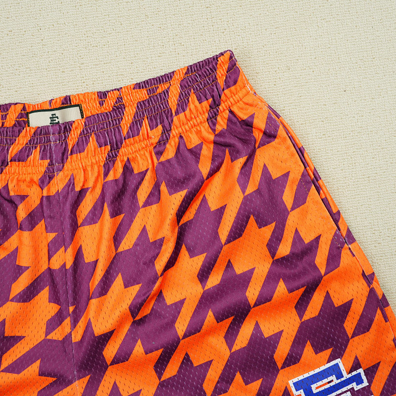 Eric Emanuel Ee Basic Short Orange/Purple Houndstooth 9