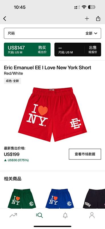 Eric Emanuel Ee I Love New York Short Red/White