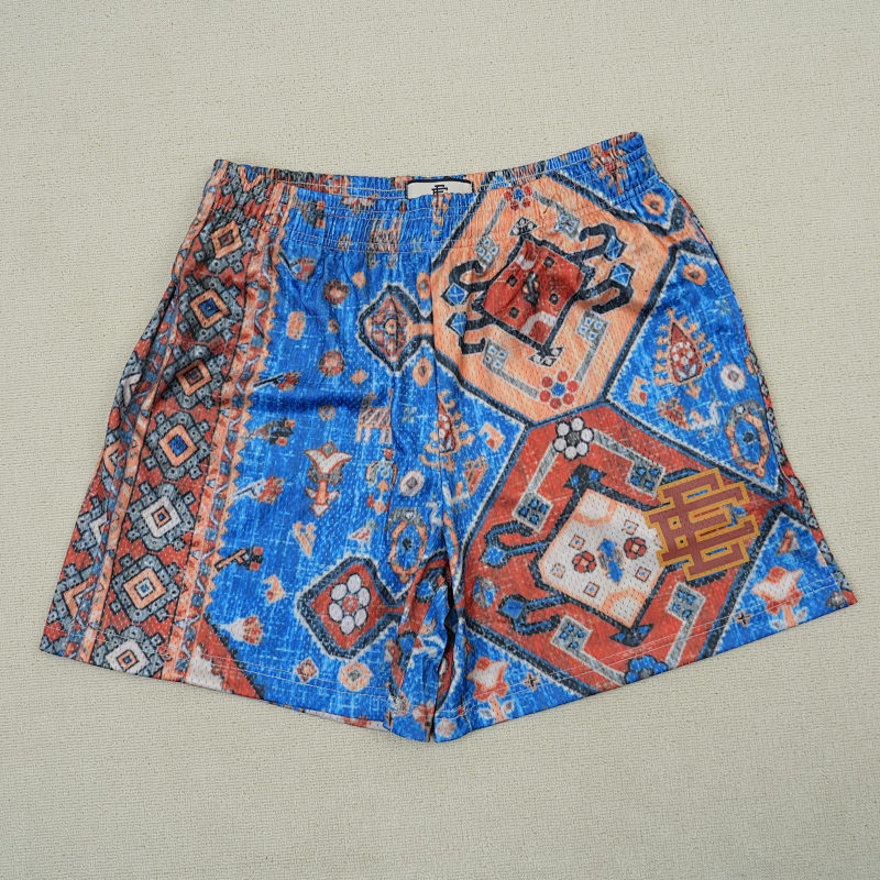 Eric Emanuel Ee Basic Rug Print Short White/Blue/Tan 5