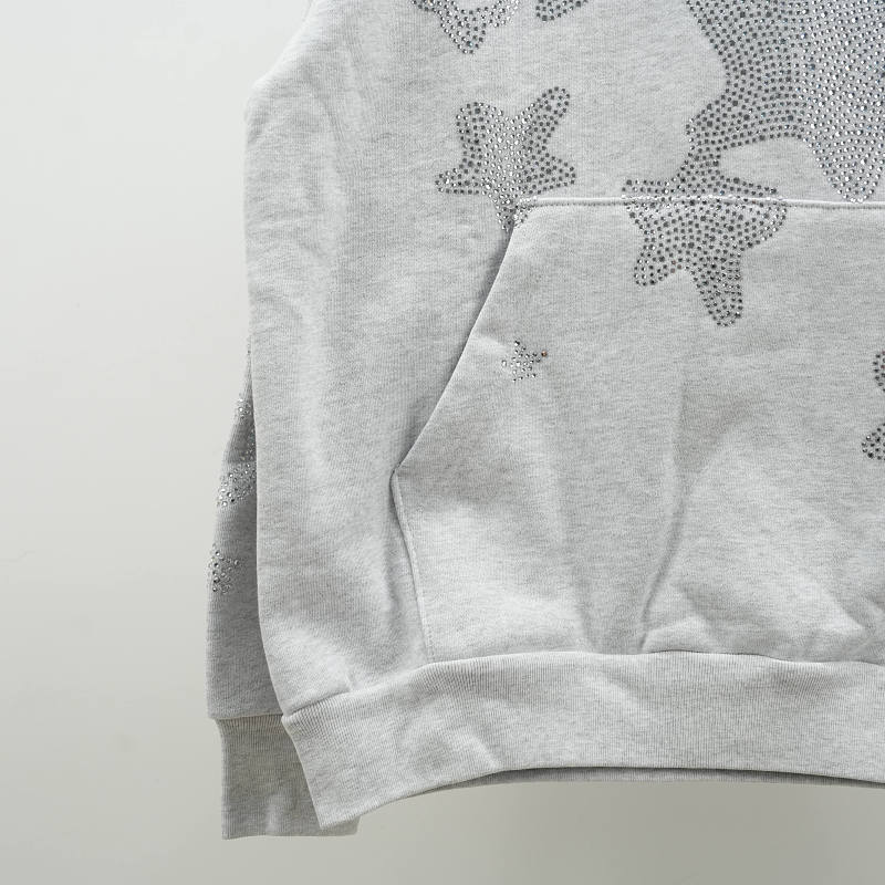 Sp5der Rhinestone Beluga Hoodie Heather Grey 12