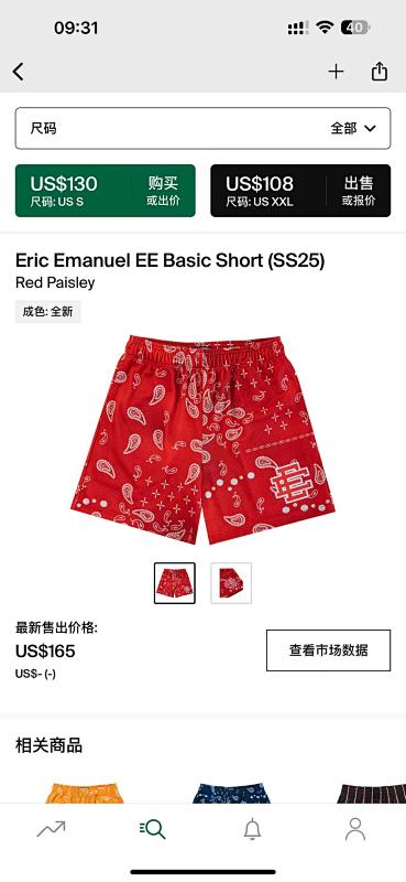 Eric Emanuel Ee Basic Short Ss25 Red Paisley