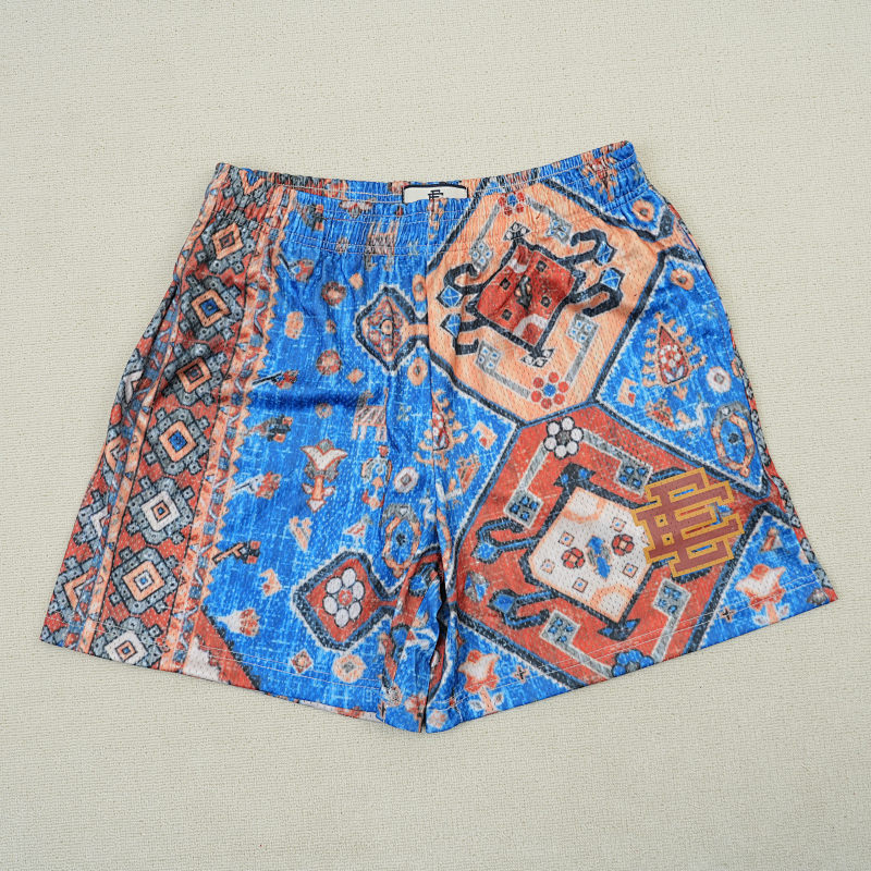 Eric Emanuel Ee Basic Rug Print Short White/Blue/Tan 4