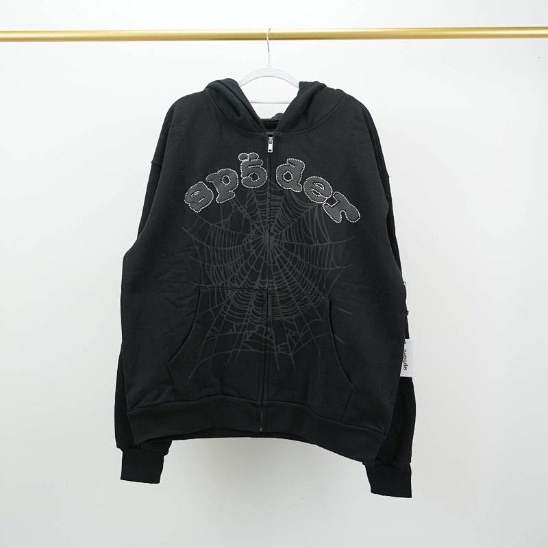 Sp5der Og Web V2 Rhinestone Zip Up 3