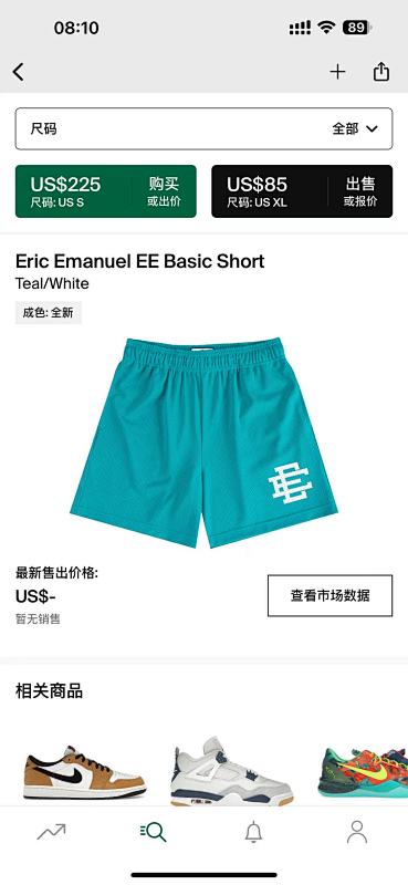 Eric Emanuel Ee Basic Short Teal/White