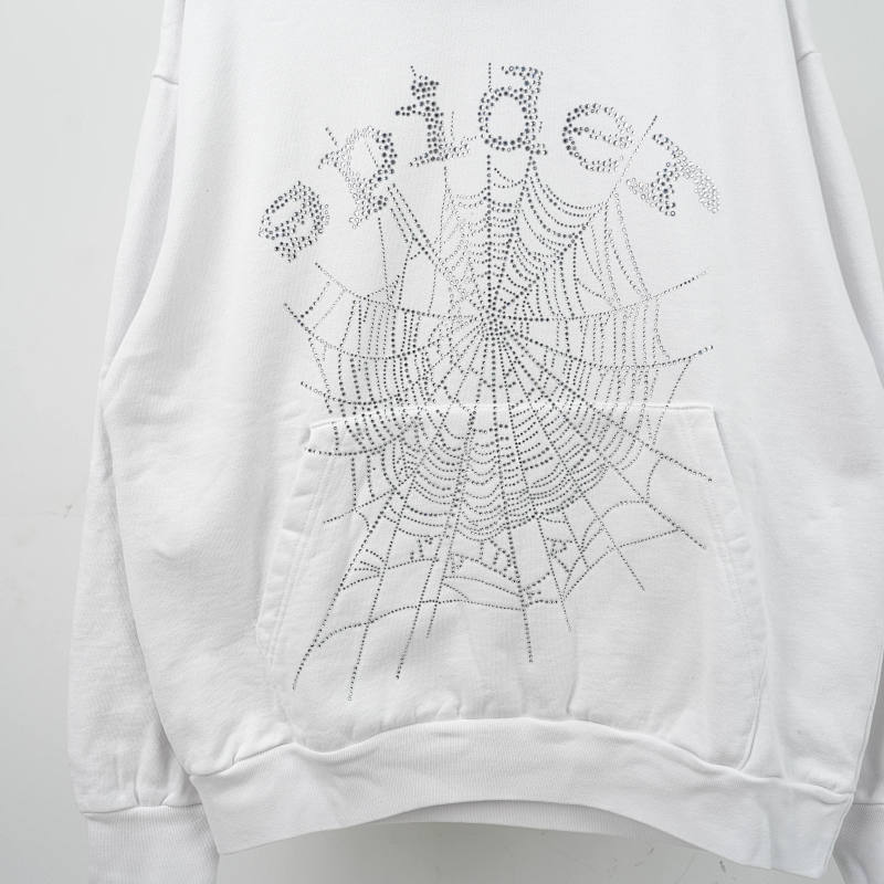 Sp5der 0G Rhinestone Logo Hoodie White 6