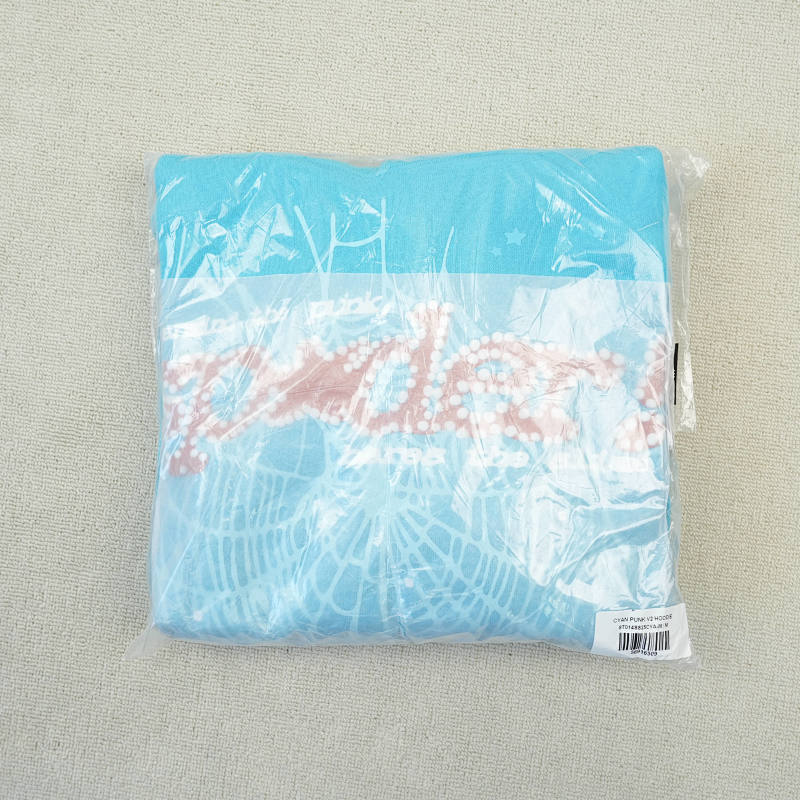 Sp5der Punk V2 Hoodie Cyan 2