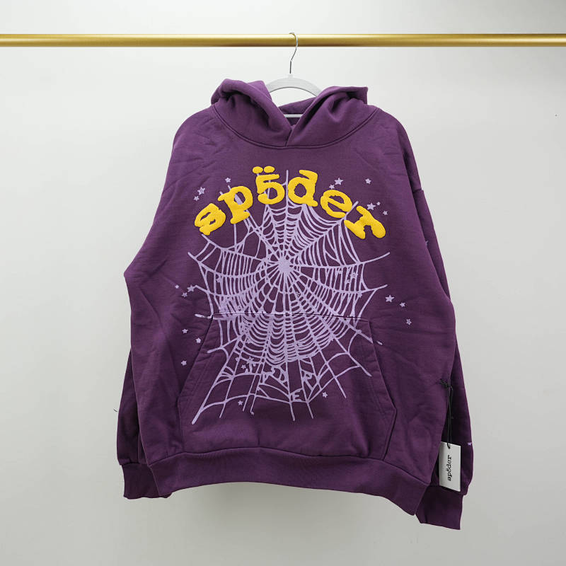 Sp5der Star Og Web V2 Hoodie Purple 4