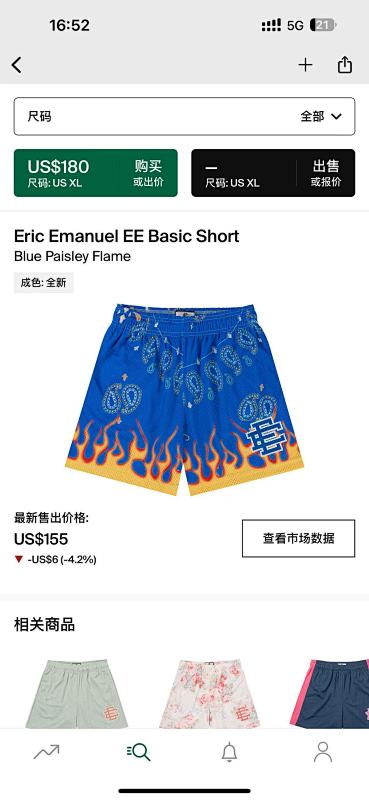 Eric Emanuel Ee Basic Short Blue Paisley Flame