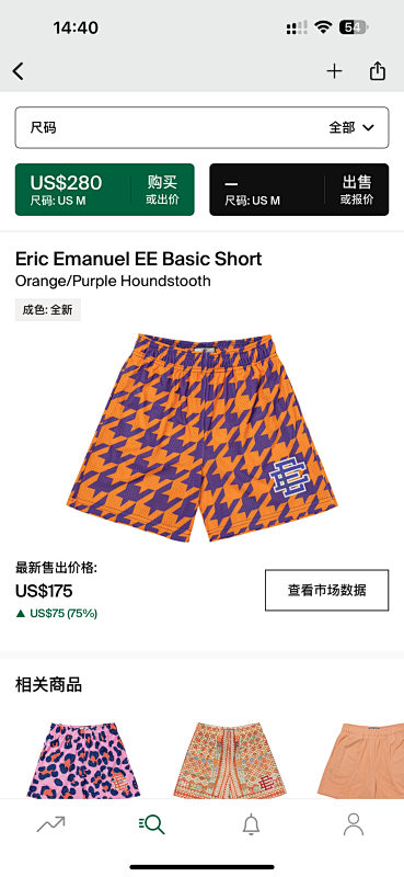 Eric Emanuel Ee Basic Short Orange/Purple Houndstooth
