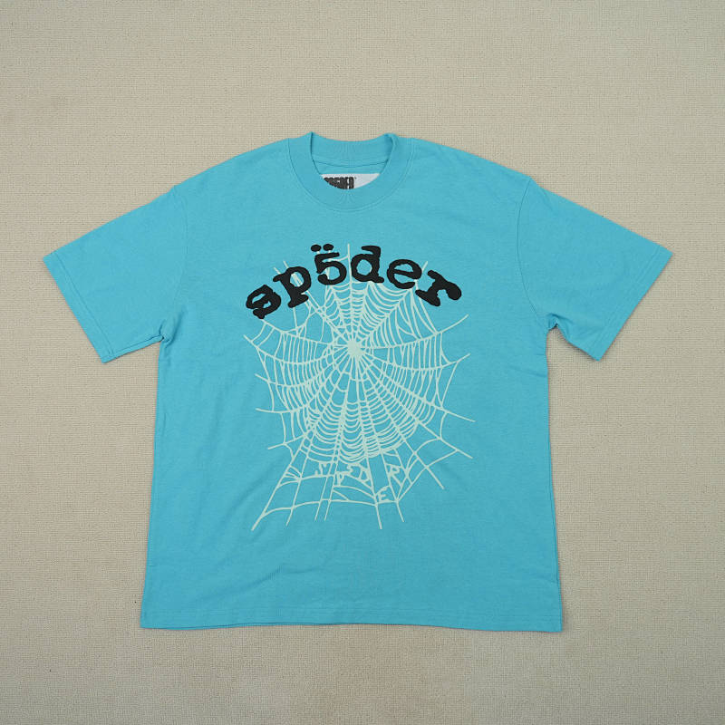 Sp5der Og Web V2 Tee Cyan 3