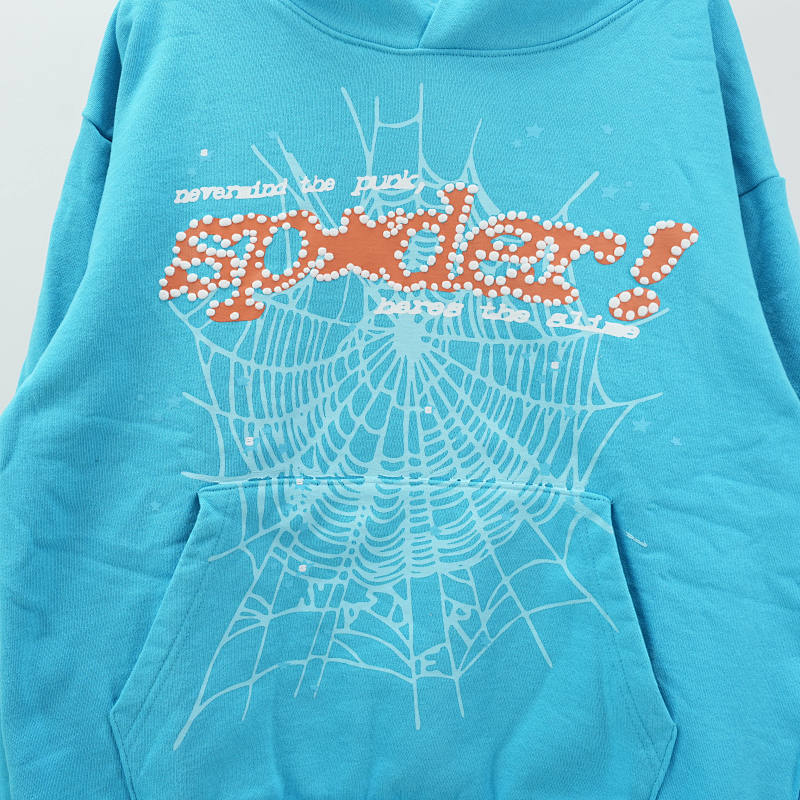 Sp5der Punk V2 Hoodie Cyan 5