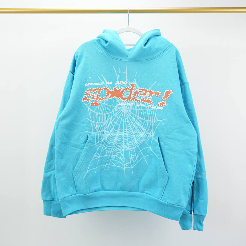 Sp5der Punk V2 Hoodie Cyan 3