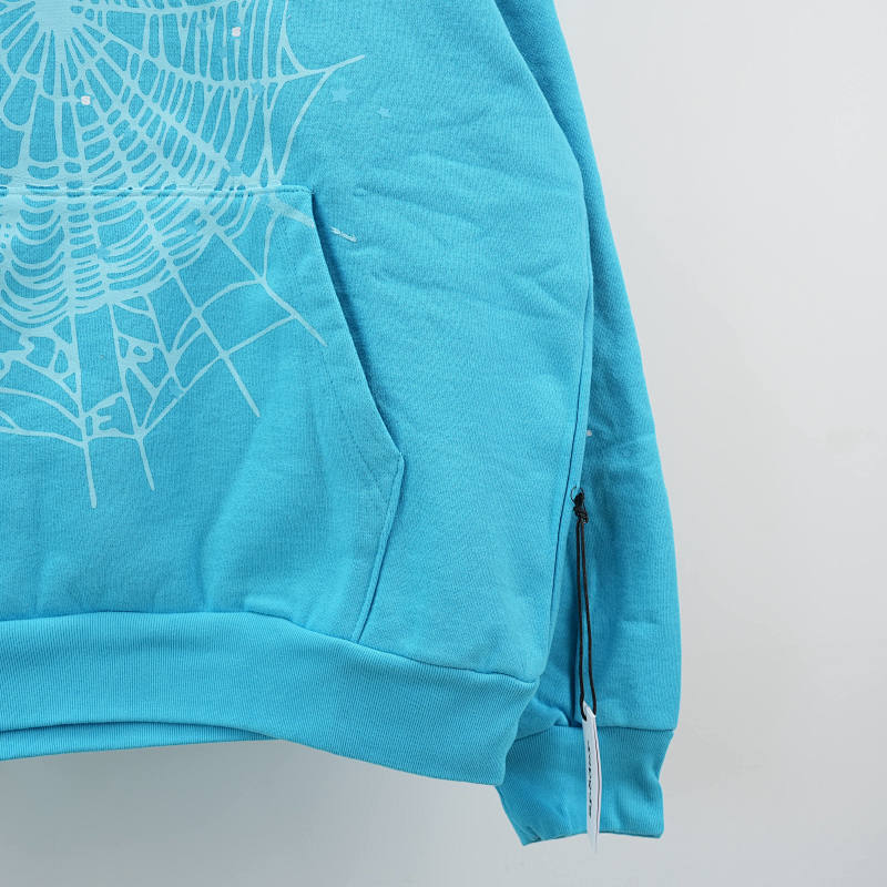Sp5der Punk V2 Hoodie Cyan 8