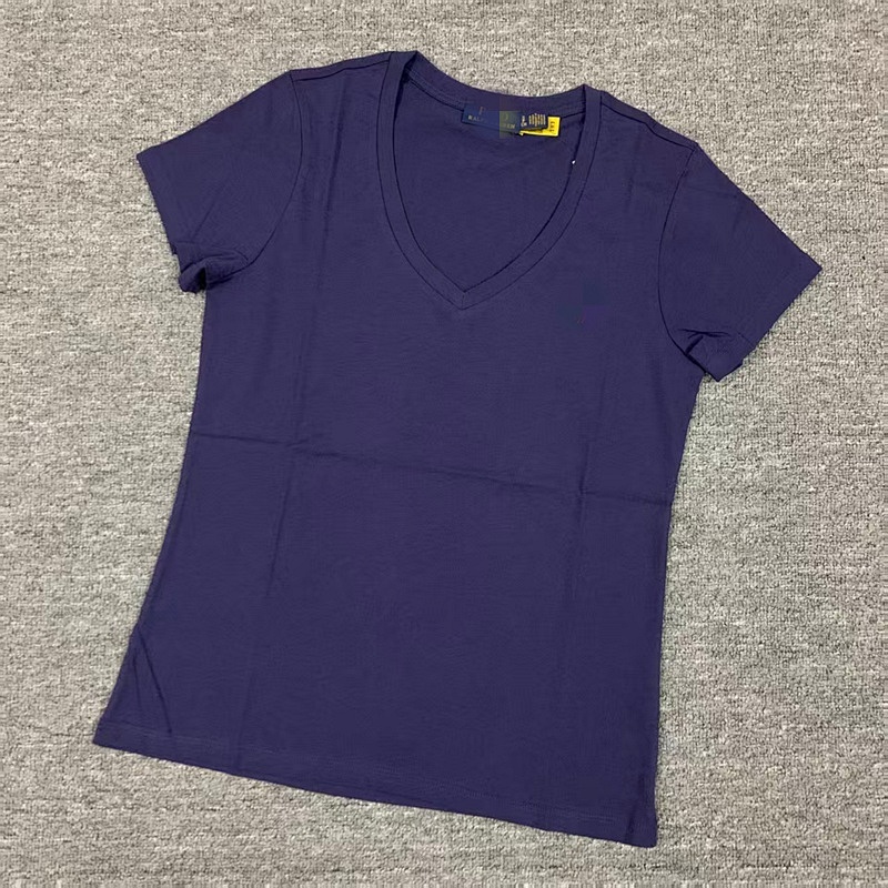.00#pure Cotton V-neck Solid Color T-shirt For Women V T C 7