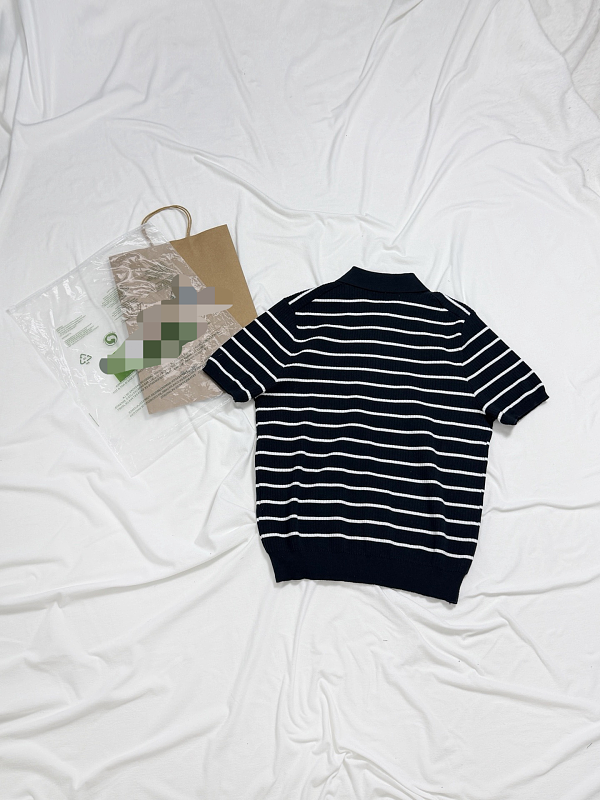 ##3 Buttons Stripe Knit Polo Shirt Polo R 7