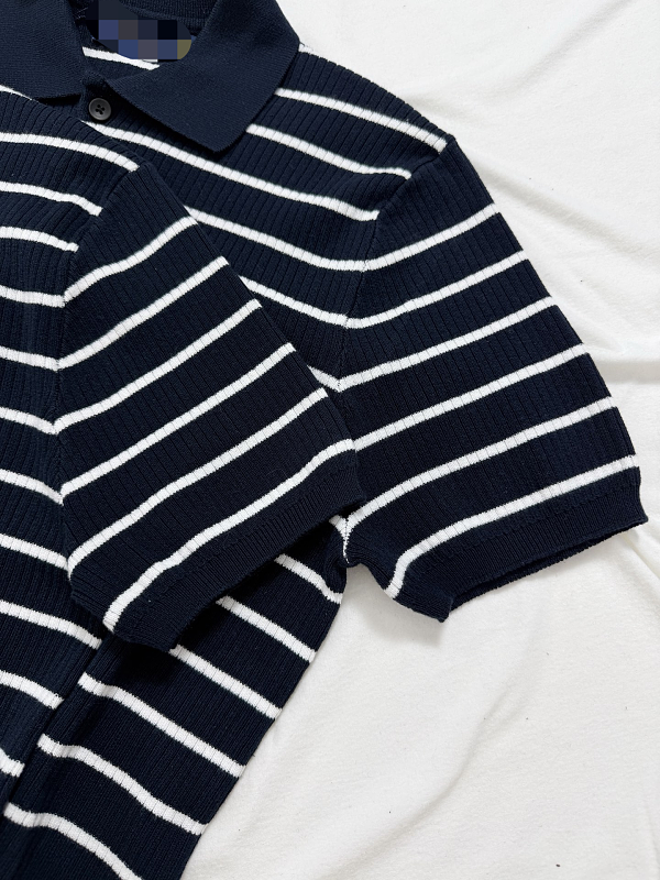 ##3 Buttons Stripe Knit Polo Shirt Polo R 10