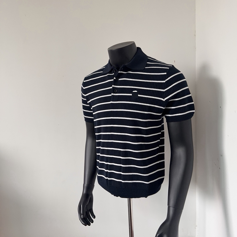 ##3 Buttons Stripe Knit Polo Shirt Polo R 3