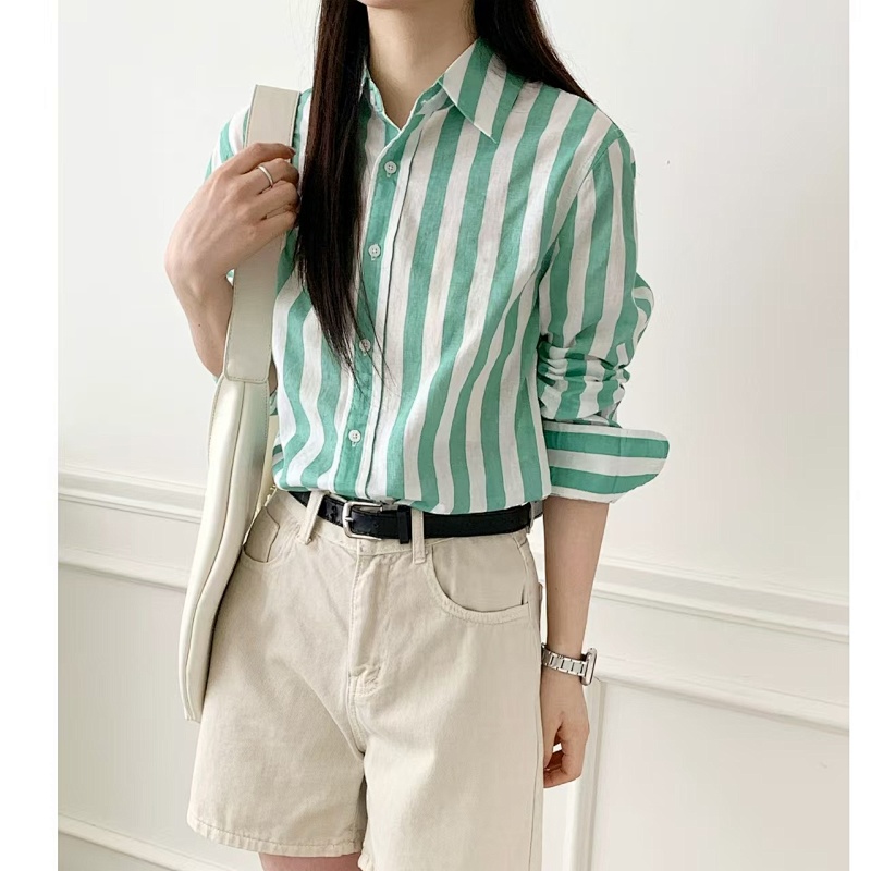##Linen Stripe Shirt 027 P 8