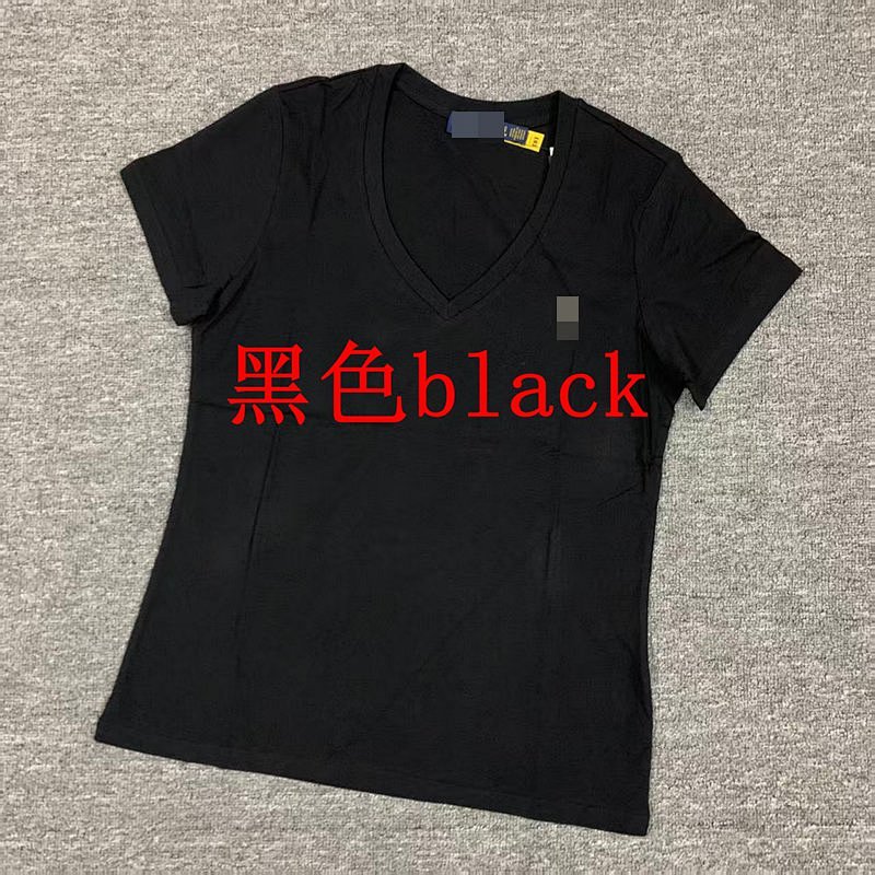 .00#pure Cotton V-neck Solid Color T-shirt For Women V T C 4
