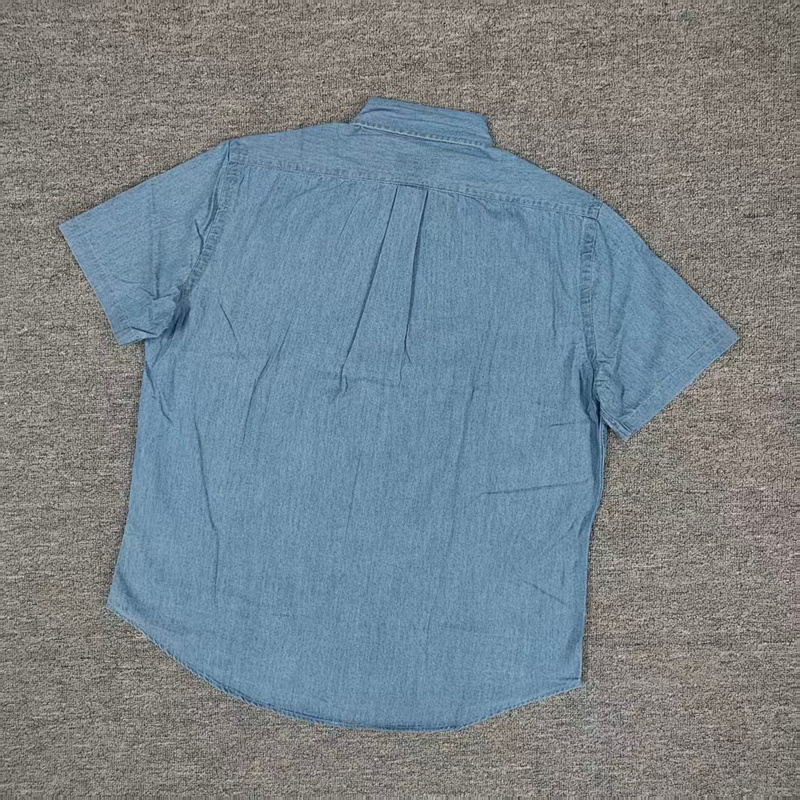 ##Denim Short-sleeved Shirt Loose Fit M 5