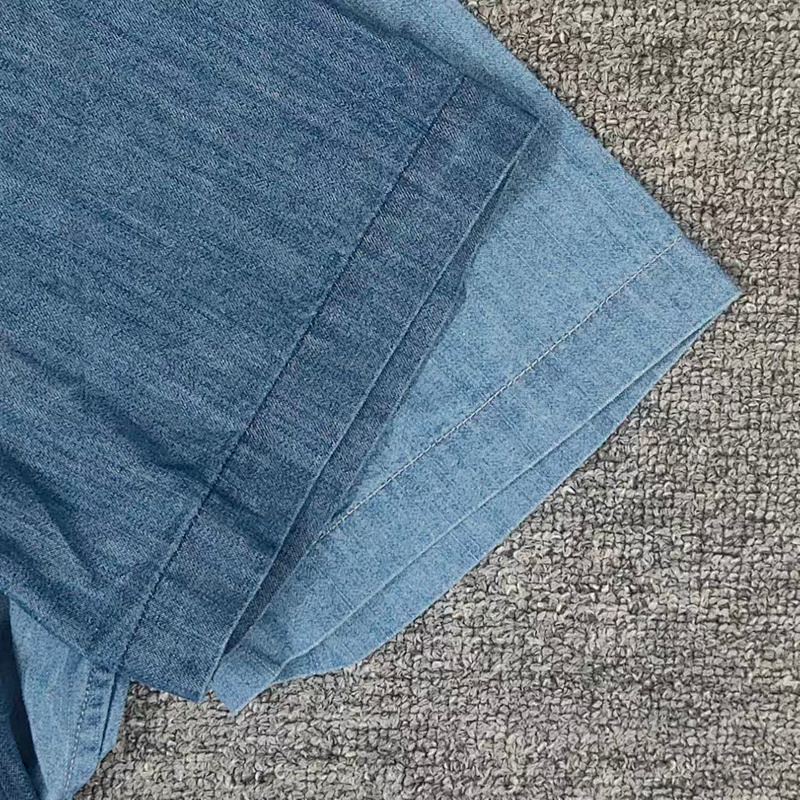 ##Denim Short-sleeved Shirt Loose Fit M 6