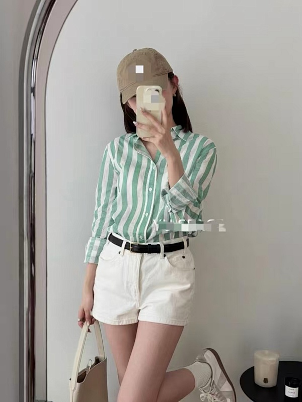 ##Linen Stripe Shirt 027 P 7