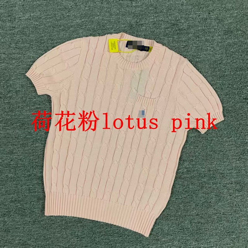 .00#pure Cotton Knitted Round Neck Short-sleeved Pocket Sweater, Twelve Color C 10